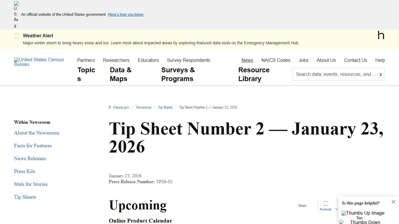 Tip Sheet Number 2 — January 23, 2026