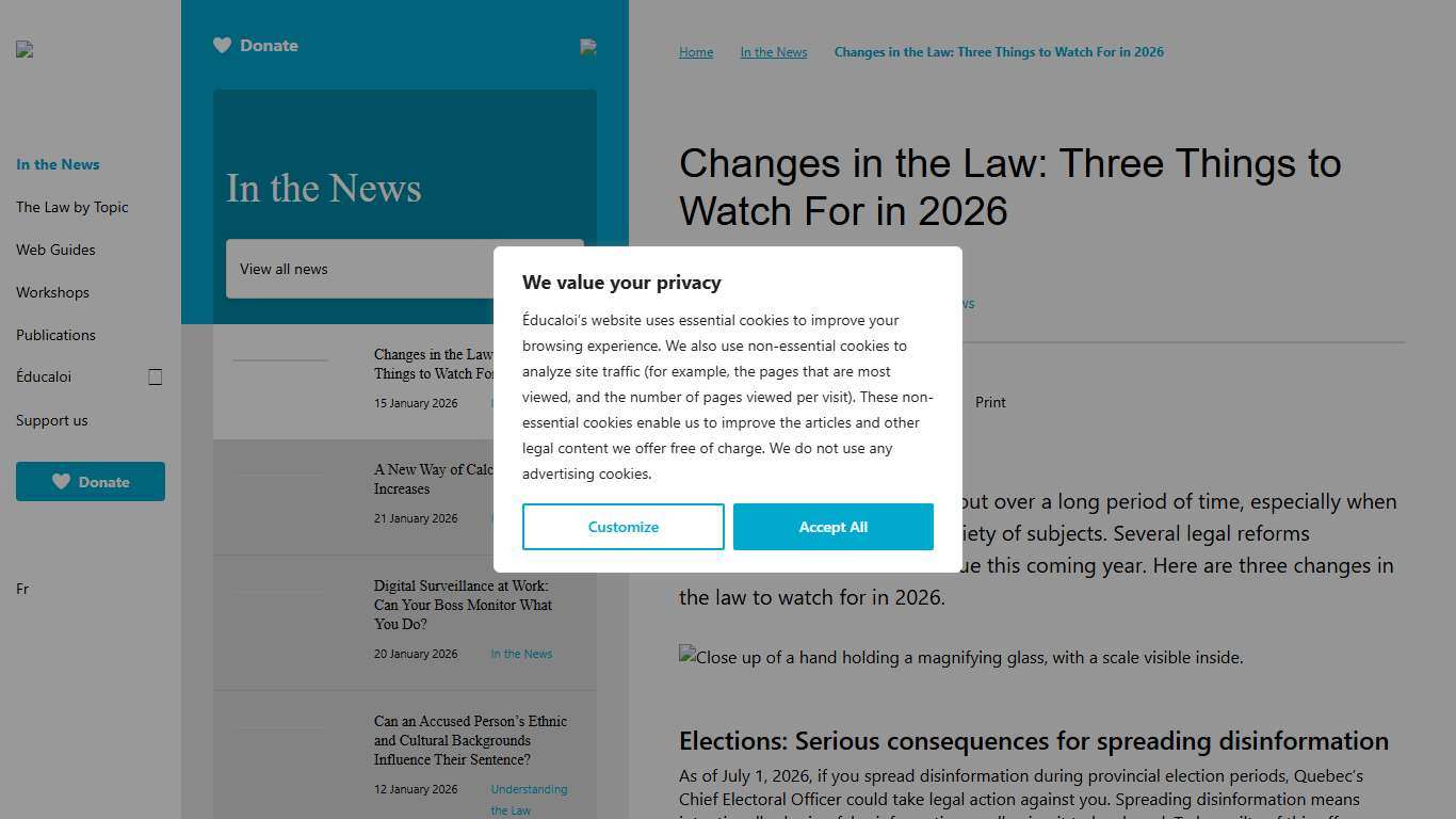 Changes in the Law: Three Things to Watch For in 2026 In the News Éducaloi